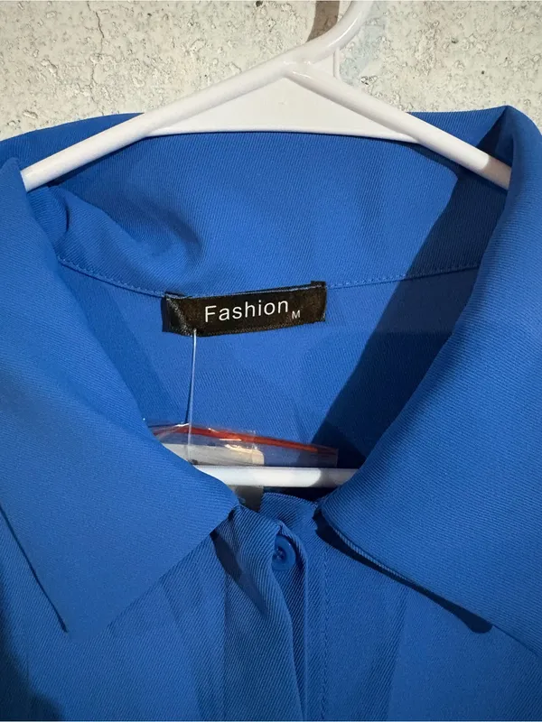 Fashion Belted Jumpsuit | Size: Medium Blue - Image 3