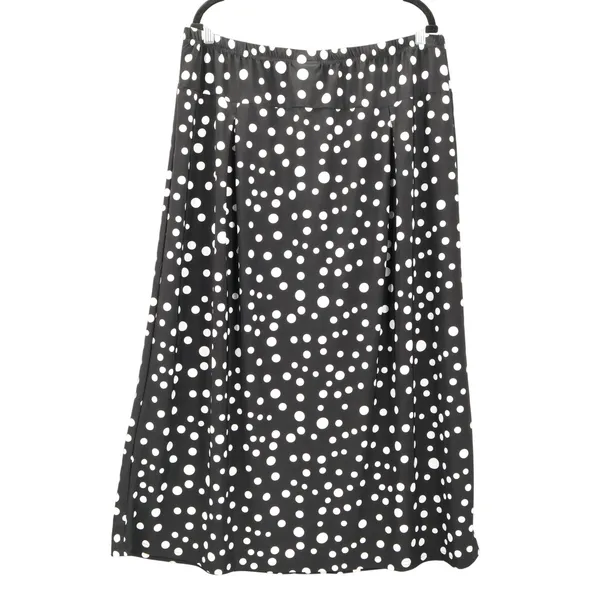 Retro Y2K Vintage Metrowear Black Polka Dot‎ Stretch Maxi Long Flare Skirt 3X - Image 4