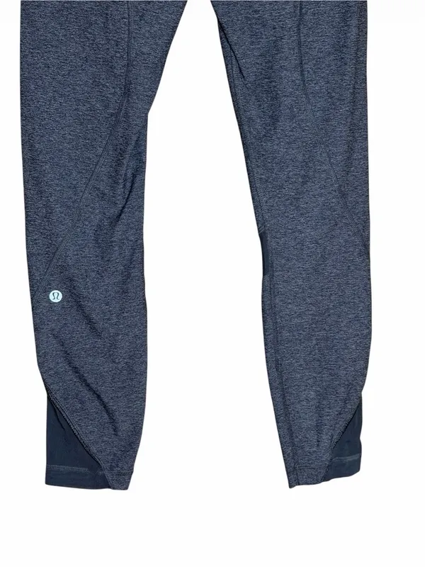 lululemon athletica Heathered Gray Leggings with Pink Waistband - Image 6