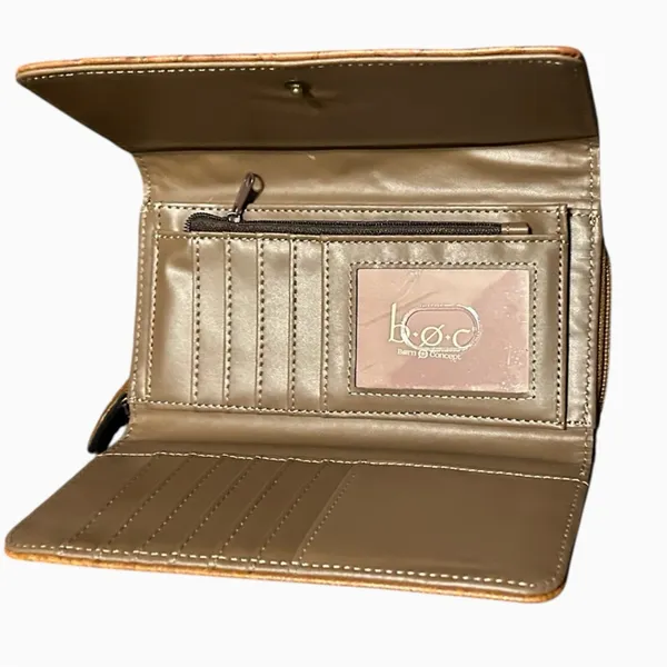 New Boc Floral Tooled Zip Wallet Tan - Image 6