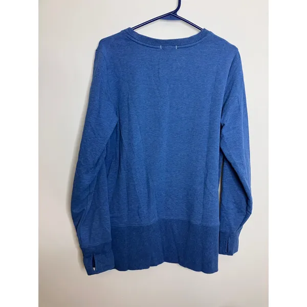 LL Bean Sweatshirt Womens Medium Blue Excellent Thumbhole High Low Hem 510661 - Image 5