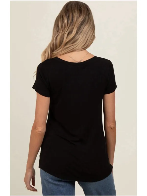2Pk NEW Maternity Ingrid & Isabel Black Crew Neck T-Shirt Size M Non-Ruched - Image 6