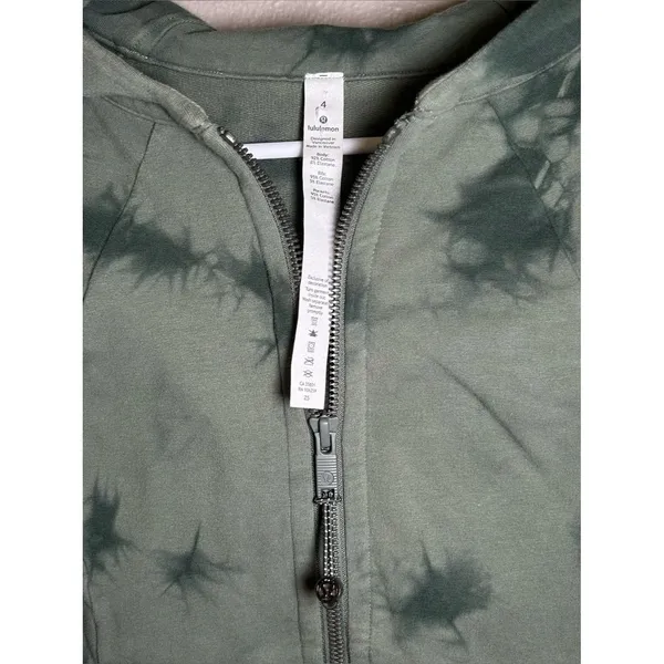 Lululemon Scuba Light Cotton Fleece Shibori Green Full Zip Hoodie Women’s Size 4 - Image 11