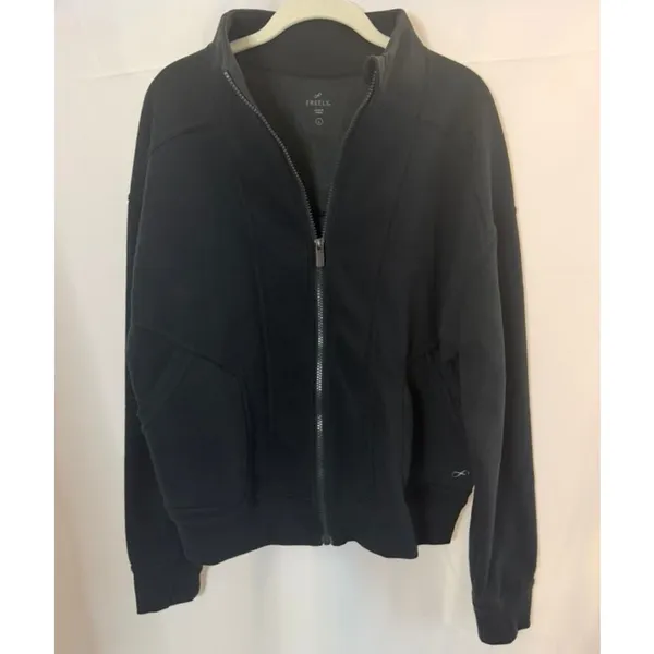 Freely Women's Black Full Zip Mock Neck Jacket sz. L - Image 2