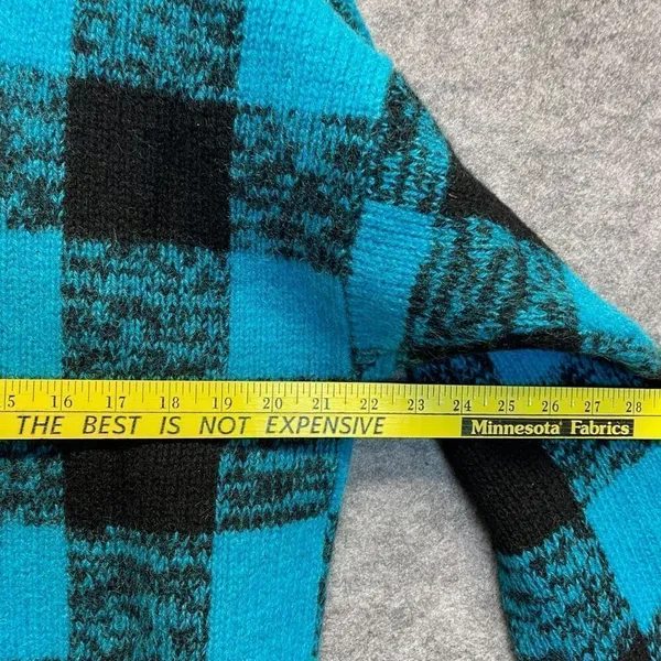 Vintage GAP Clothing Sweater Women's Medium‎ Blue Black Check Thick Knit Wool - Image 11