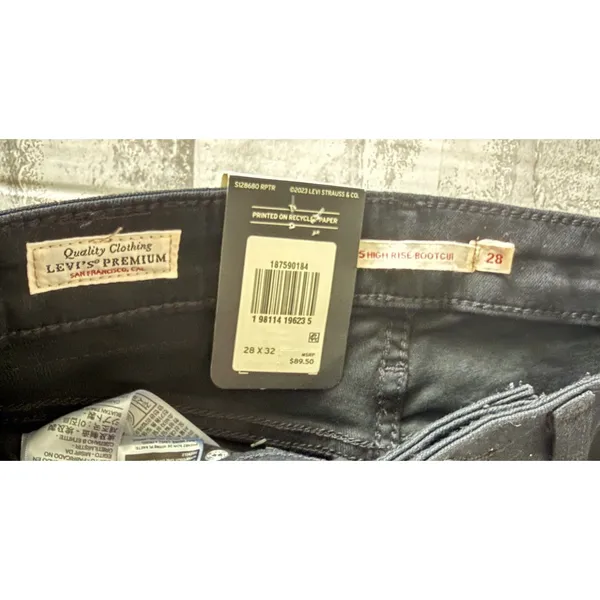 Levis 725 High Rise Bootcut Jeans Midnight Gaze Black Stretch Denim Sz 28/32 - Image 4
