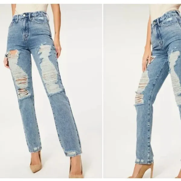 Good American Good Boy distressed Denim Blue Jeans Size 4/27 NEW!‎ - Image 4