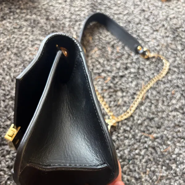 Elegant Black Leather Bag with Gold Accents - Image 9