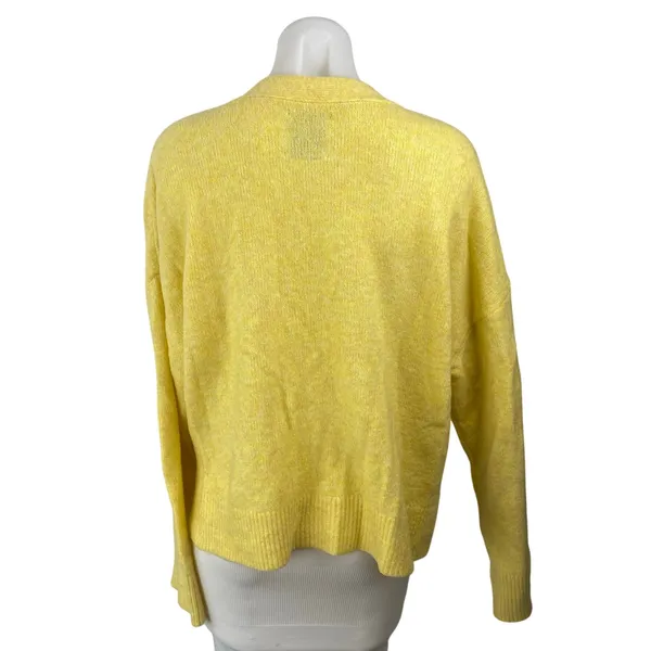 Abercrombie & Fitch Womens Yellow Long Sleeve Button Down Cardigan Sweater Top L - Image 4