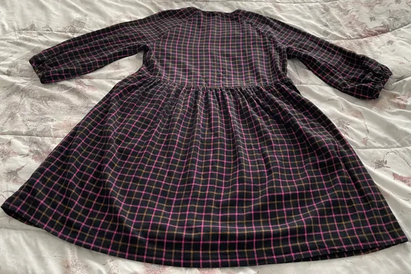 Madewell Plaid Flannel Pink Black Raglan Button Front Shirt Dress with Pockets, size 0 - Image 15