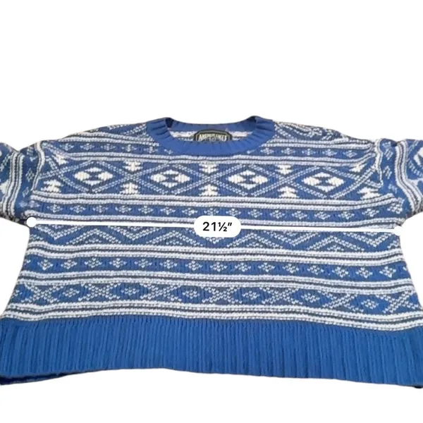 American Eagle Blue & White Fair Isle Snowdrift Long Sleeve Sweater Sz‎ S - Image 10