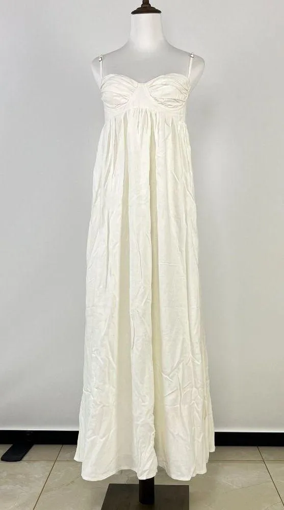 NWOT Farm Rio Linen Blend White Sleeveless Maxi Dress Size L - Image 5