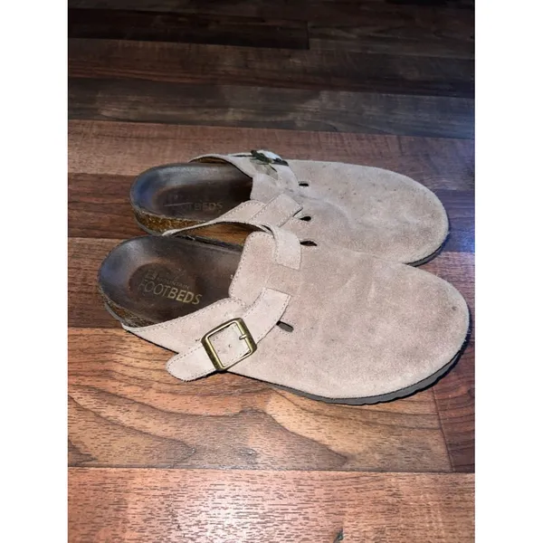 White Mountain Women's Suede Slip-On Clog Mules in Light Taupe - Image 2