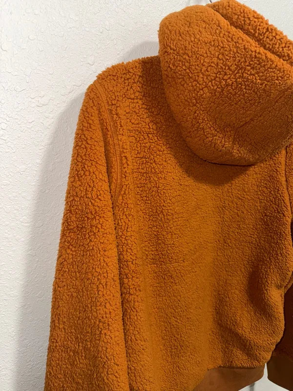 Athleta Tugga Sherpa Hoodie Womens Size Small‎ Burnt Orange Fleece Pullover - Image 5