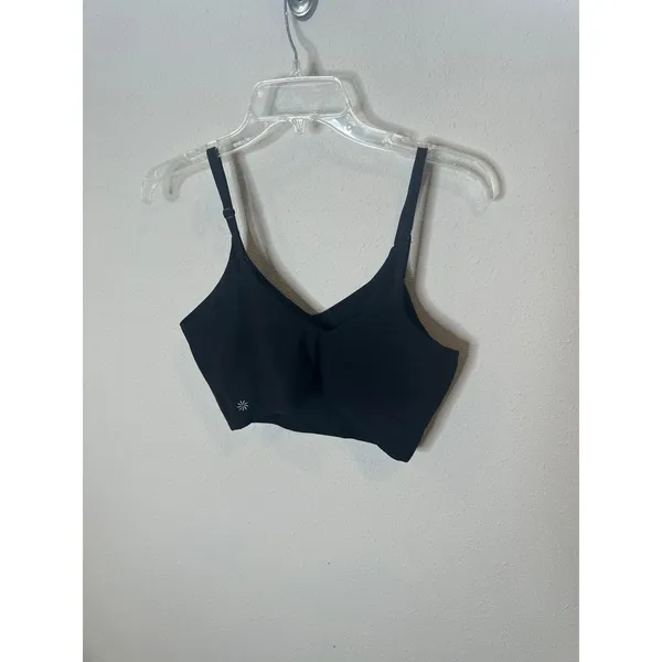 Athleta Black V-Neck‎ Adjustable Strap Seamless Crop Bra Top Size M - Image 2