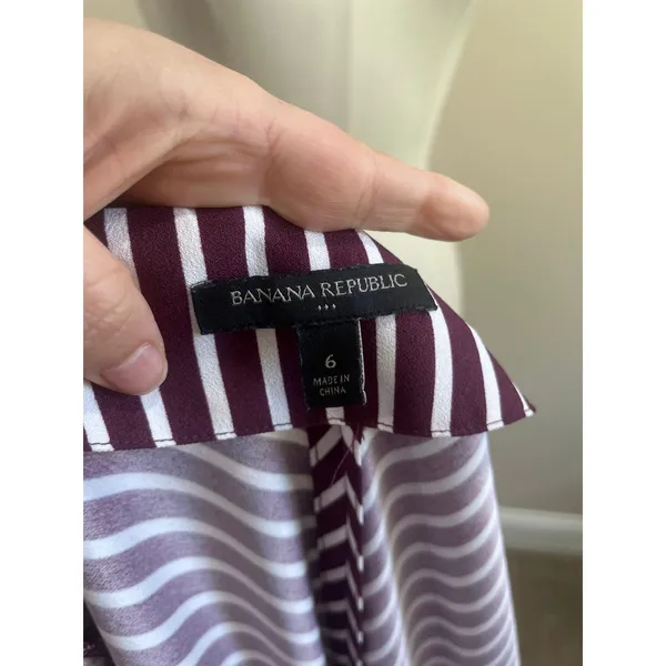 Banana Republic Brown Stripe Faux Wrap Career Office‎ Midi Dress Size 6 - Image 7