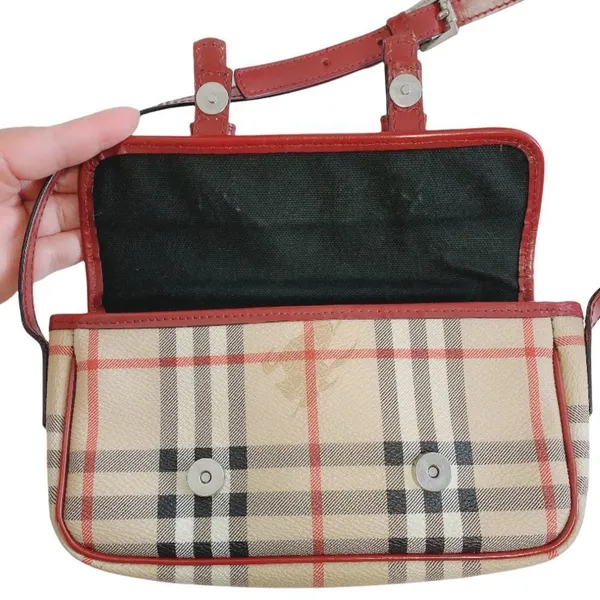 BURBERRY‎ RED, CANVAS LEATHER SHOULDER BAG - Image 13