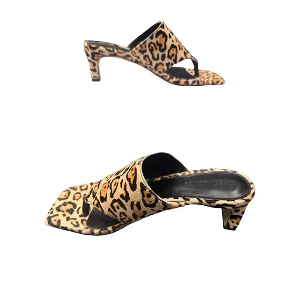 Villa Rouge Leopard Print Toe Loop Mule Sandals Women's 6.5 Low Heel New Box - Image 2