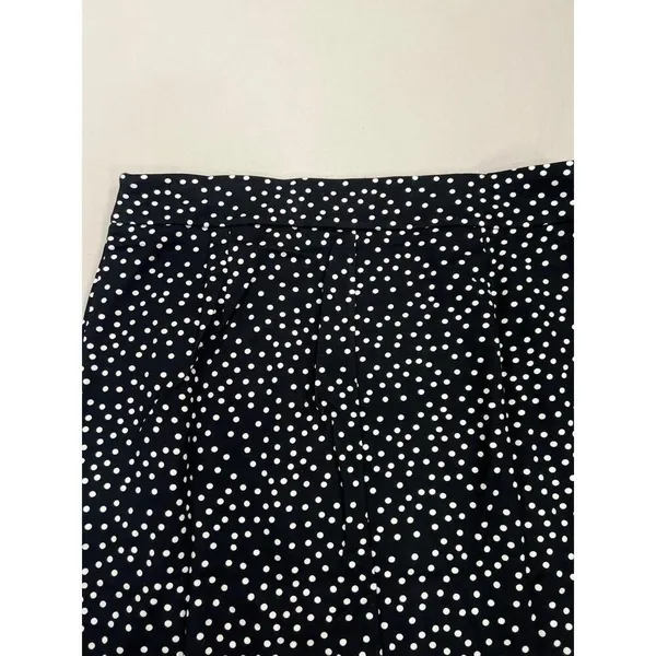 T TAHARI Midi Pencil Skirt Size S Black White Polka Dot Slit Leg Tummy Control - Image 6