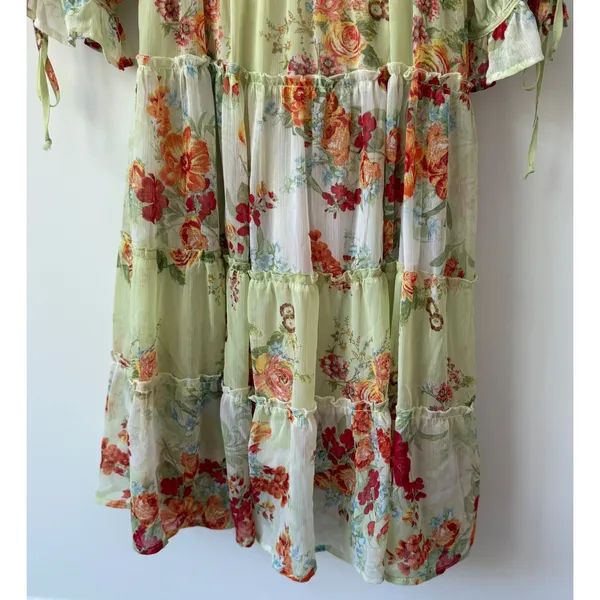 Anthropologie Fig and Flower Women's Boho Floral Print Tiered Maxi‎ Dress Sz S - Image 7