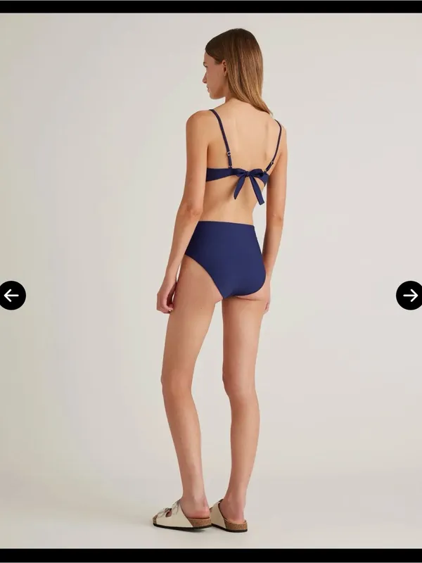 Quince Italian Scoop Neck Bikini Top Deep Navy Size Small - Image 2