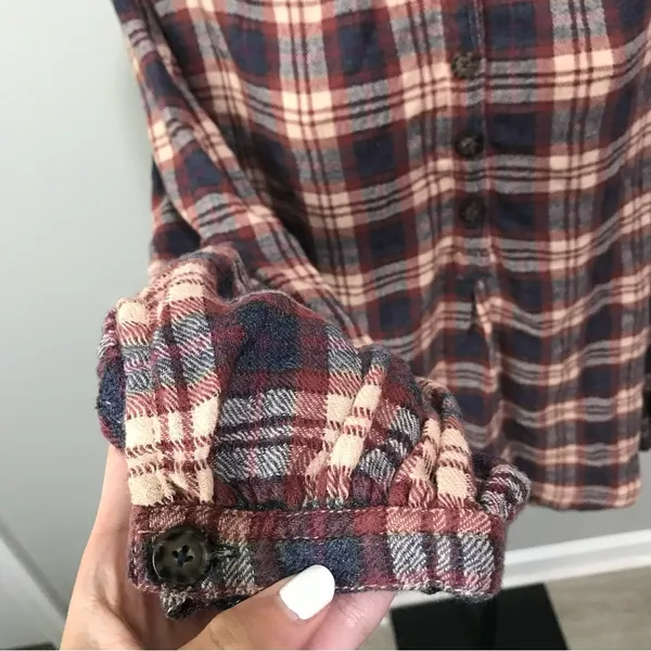 Free People Northern Bound Plaid Popover Button Up Top Small Fall - Image 4