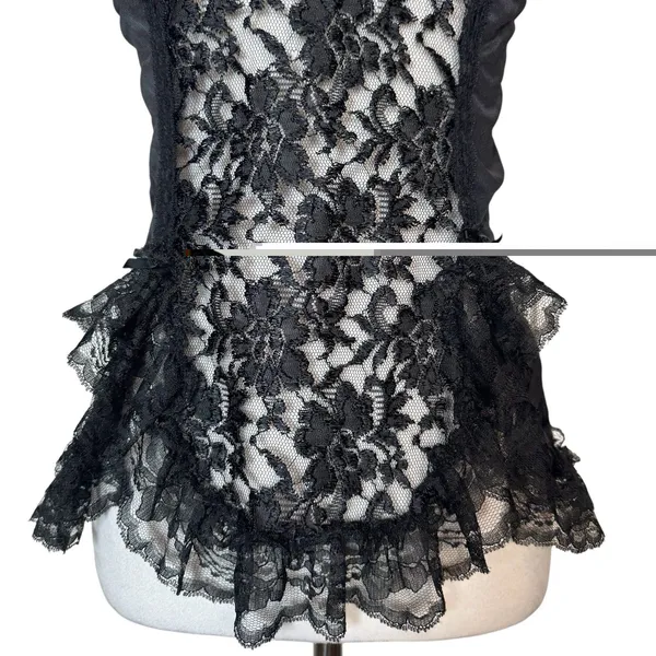 Vintage Y2K Lace Babydoll Cami Top S Black Bow Whimsigoth Coquette Fairy Grunge - Image 4