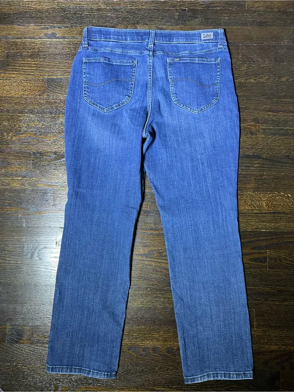 Lee Regular Fit Straight Leg Mid Rise Jeans Size 14 - Image 4