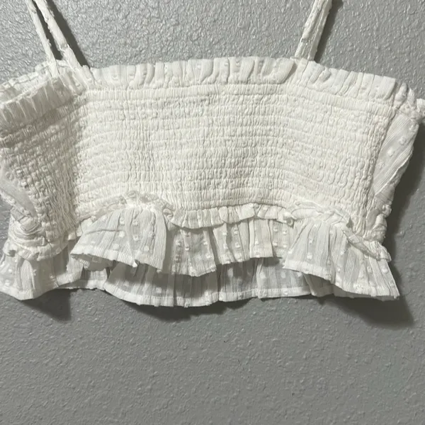 American Eagle White Lace Trimmed Women's Top size M white color - Image 5