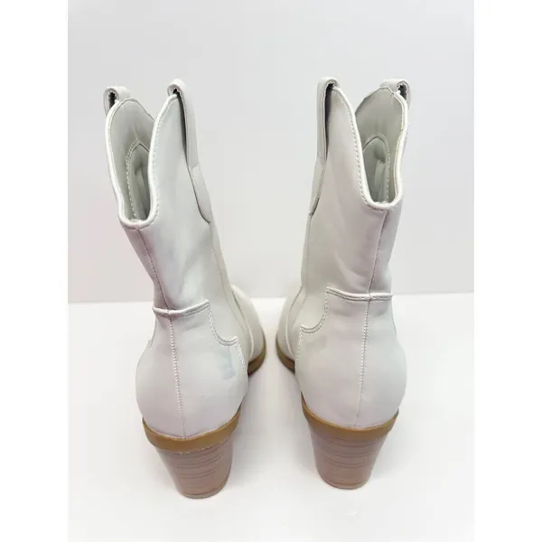 Journee Collection Western Booties Size‎ 9 White Pointed Toe Block Heel - Image 6
