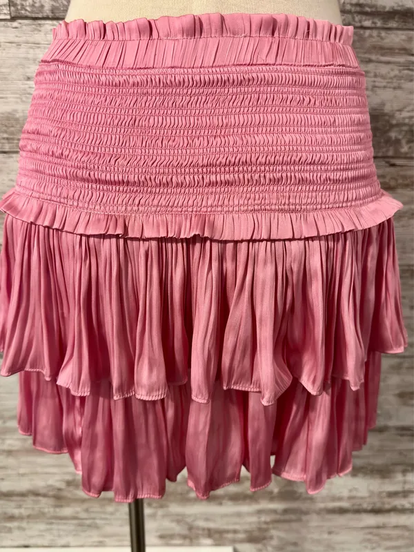 Pink Satin Ruffled Mini Skirt - Image 3