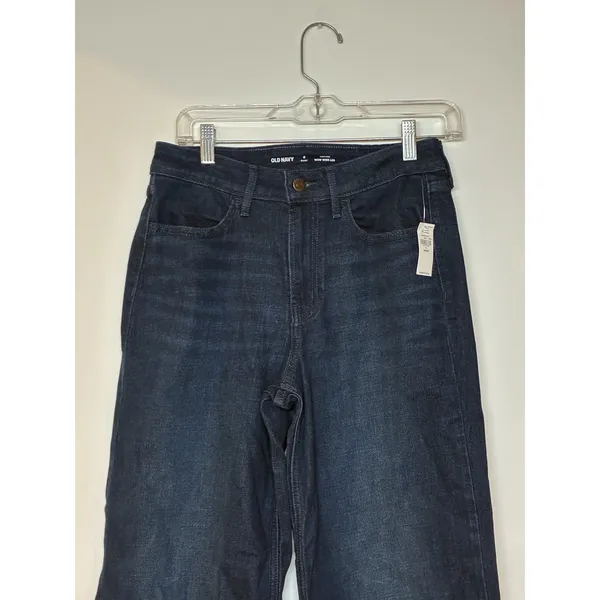 dark wash high-waisted Wow wide-leg jeans Short Size 6 Old Navy - Image 3