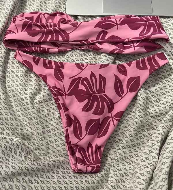 Floral Print Strapless Bikini Set Multi Size M - Image 2