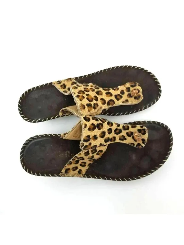 Gabriella Womens Thong Sandals Black Animal Print - Image 4