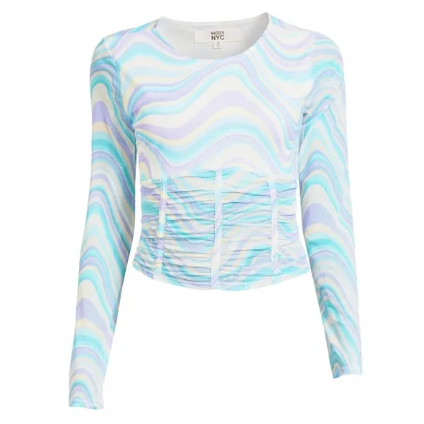 Madden NYC Pastel Corset Ruched Top in Nantucket Breeze Size XL - Image 2