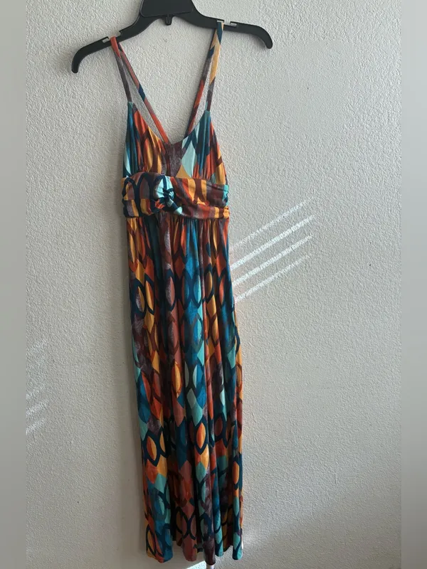 Maeve Multicolor Geometric Spaghetti-Strap Maxi Dress XS - Image 12