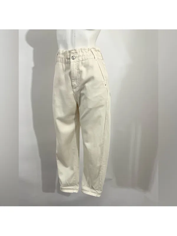 Zara baggy high waisted paperbag jeans in Ecru.....size US 2 - Image 4