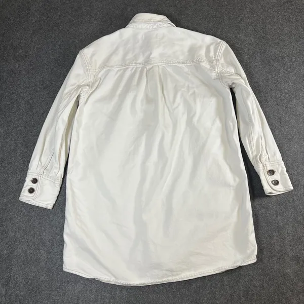 Madewell White Denim Shirt Dress Long Sleeve Button Front‎ Cotton Shacket Small - Image 7