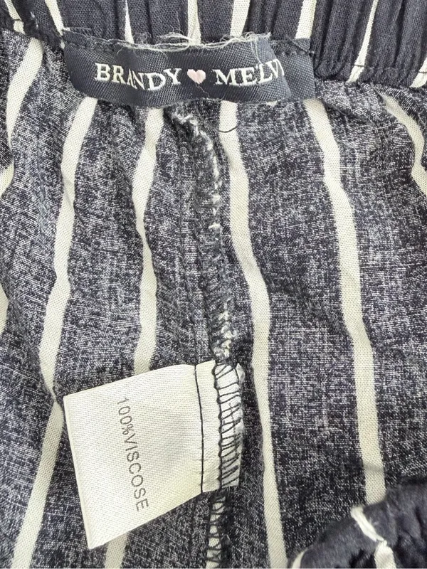 Brandy Melville Frankie navy blue white high waisted striped ankle pants - Image 9