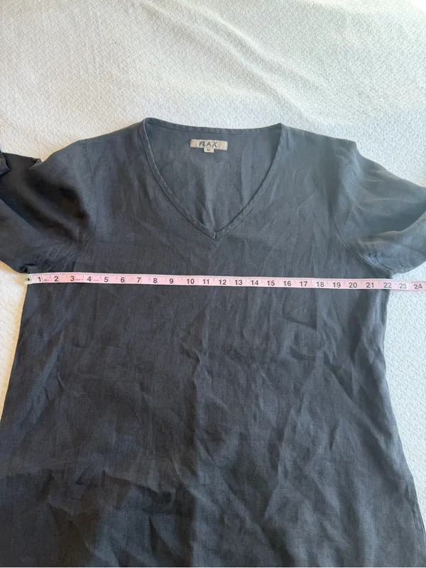Flax V Pullover Linen Shirt Grey Medium - Image 4