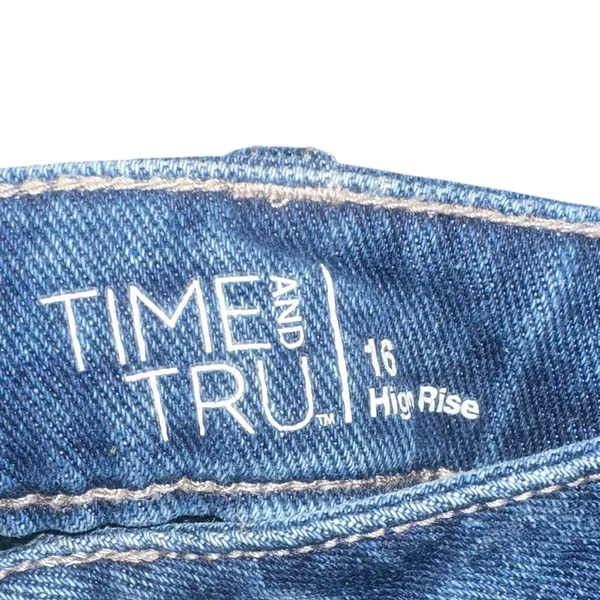 Time and Tru Dark Blue Distressed Jean Shorts Size 16 - Image 2