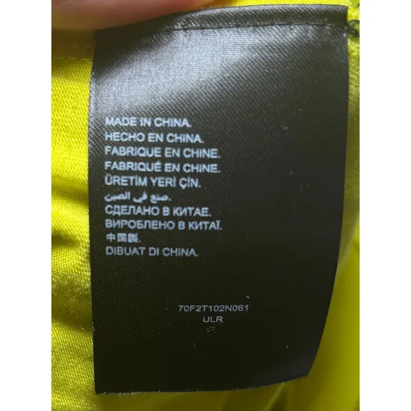 Bebe Neon Yellow Draped Bodycon Shift Dress Large Sleeveless Asymmetric Hem‎ - Image 6