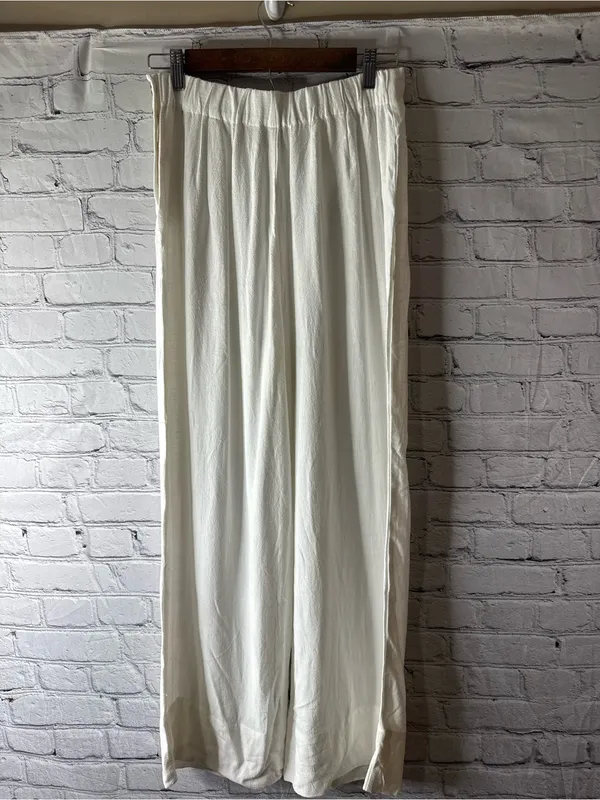 GLG Good Luck Gem white linen wide leg pants medium - Image 3