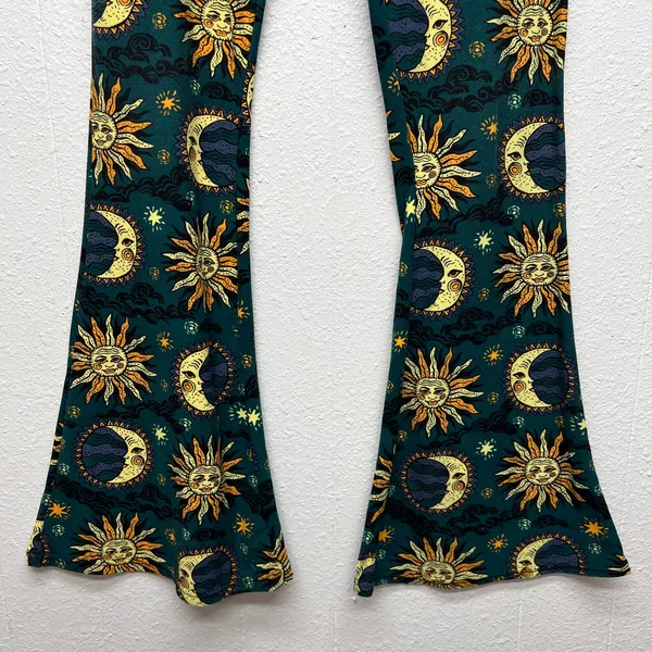 Sun & Moon Flared Leggings Womens Large High Rise Festival Boho Hippie Cosmo - Image 5