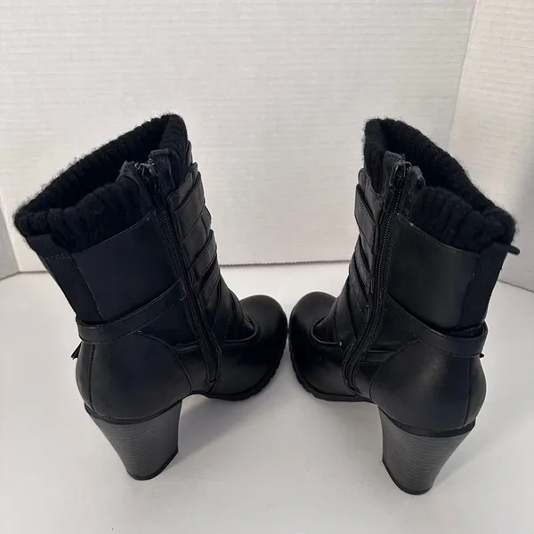 Call It Spring Boots Womens Ankle Booties Black Leather Block Heels - Image 3
