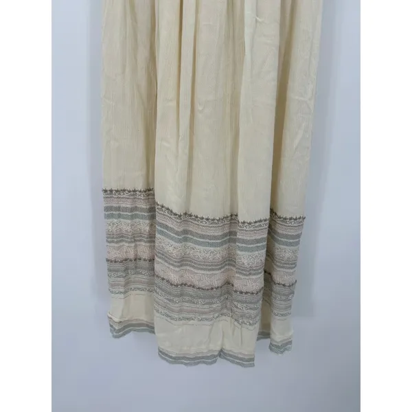 Ecote Women Small Cream Boho Dress Mini Frock Embroidered‎ Racerback Rayon - Image 4