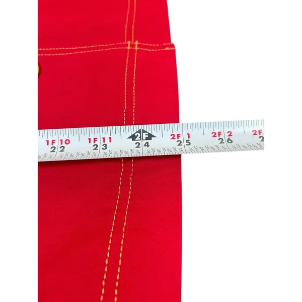 Y2K Denim & Co Red Gold Button Front Jacket Shacket M Contrasting Stitching - Image 8