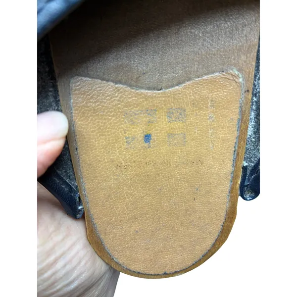 Holie Suede Wooden Clogs Black Slip On Mules Size 7 70s Boho Vintage - Image 4