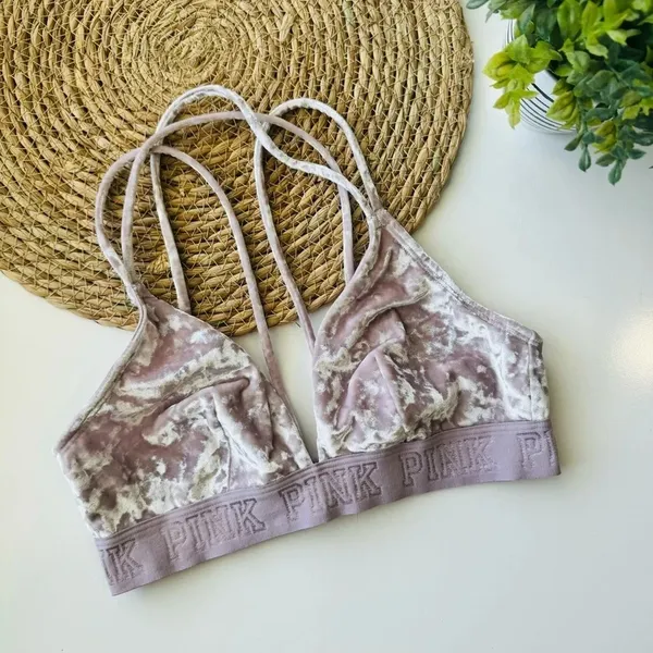 Victoria's Secret PINK Crushed Velvet‎ Bralette Size Medium - Image 2