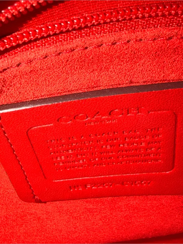 Authentic Coach Marlie Top Handle Satchel in vibrant true red pebbled leather - Image 10